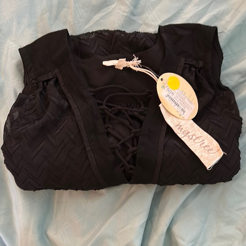 Swimsuit cover up / lace up mesh dress